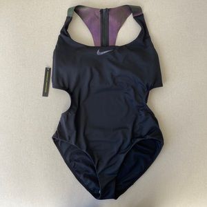 Nike Swim Onyx Flash Bonded Cut-out Swimsuit NWT